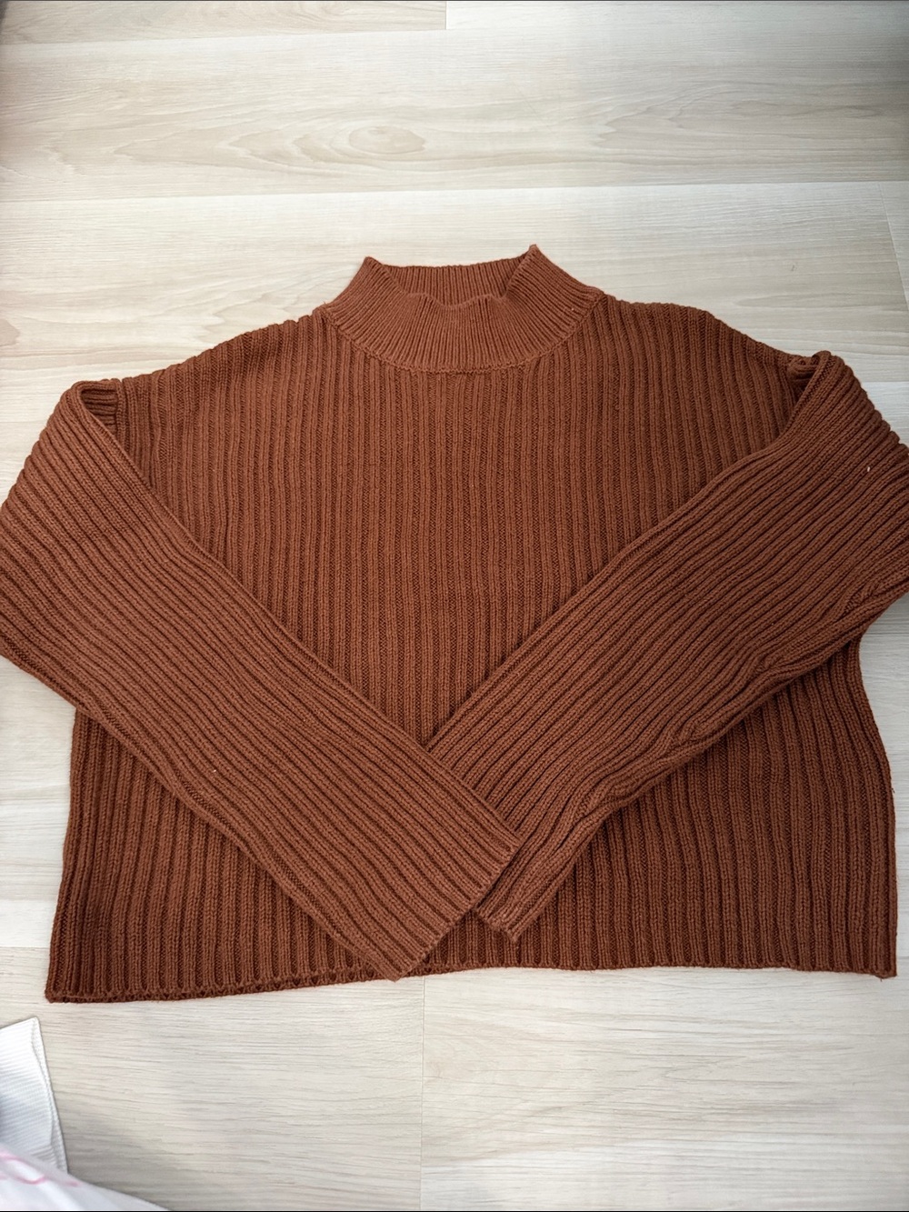 Zara Ribbed Mock Neck Sweater - Chestnut Brown
